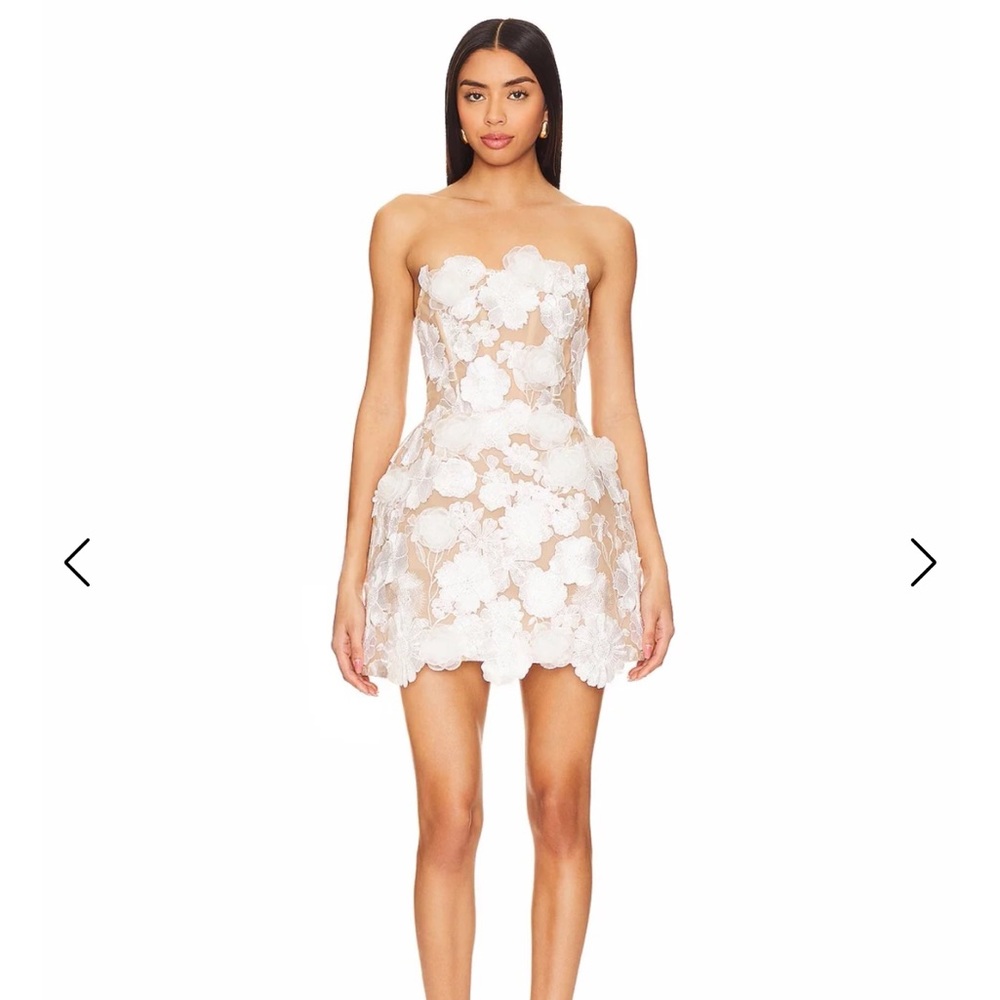 Bronx and Banco Strapless White Floral Dress